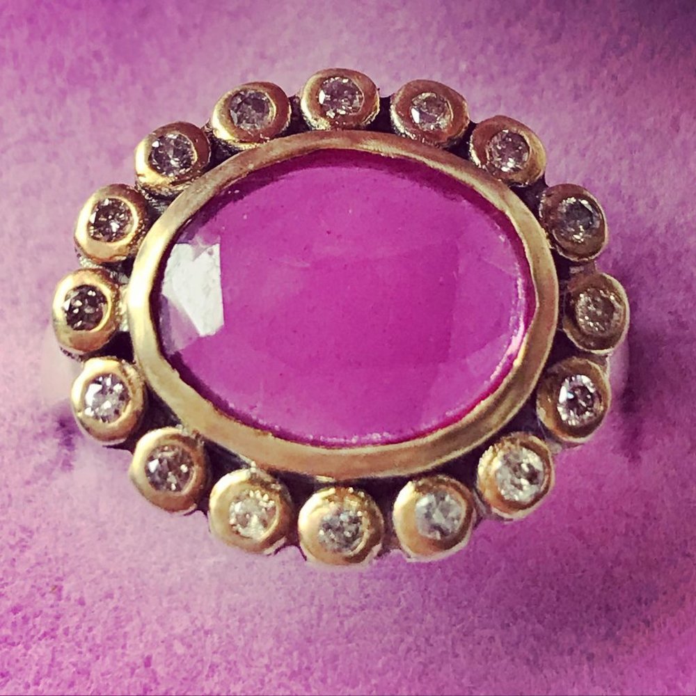 Pink Tourmaline Diamond Ring